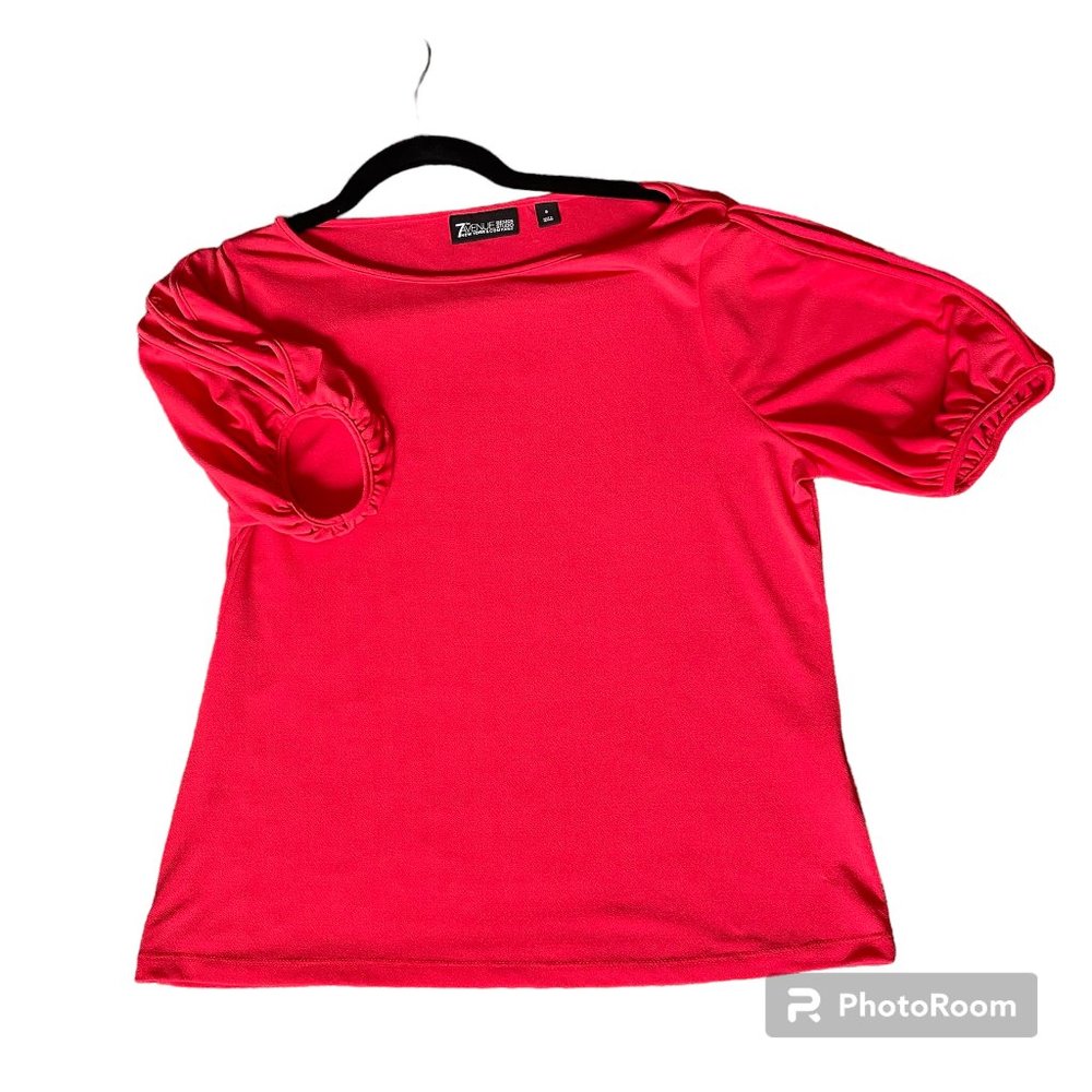 NEW YORK & COMPANY Vibrant Red Short Sleeve Blouse